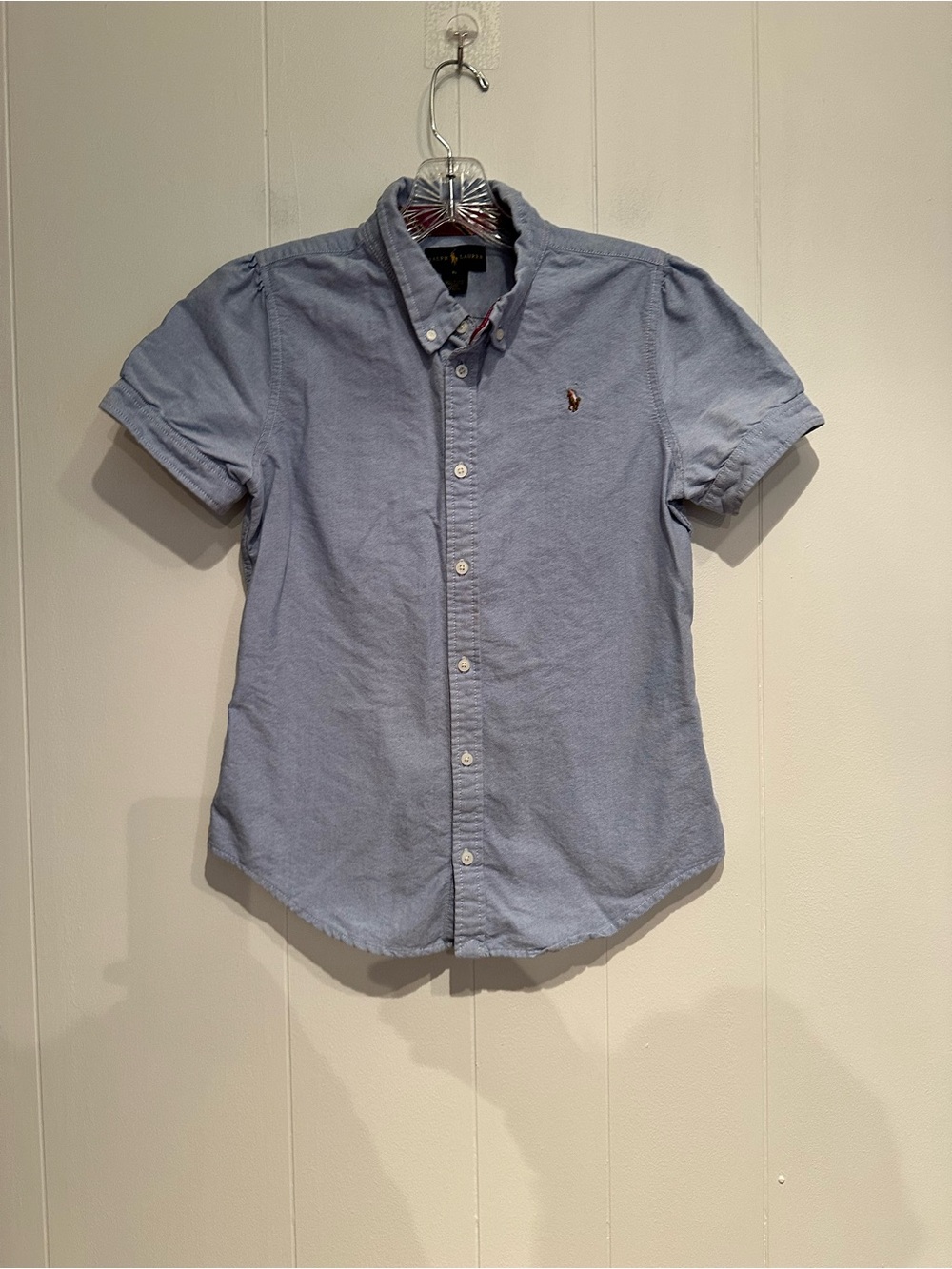Ralph Lauren Girls Blue Oxford Button Front Shirt Size 16 Cotton - Picture 3 of 9